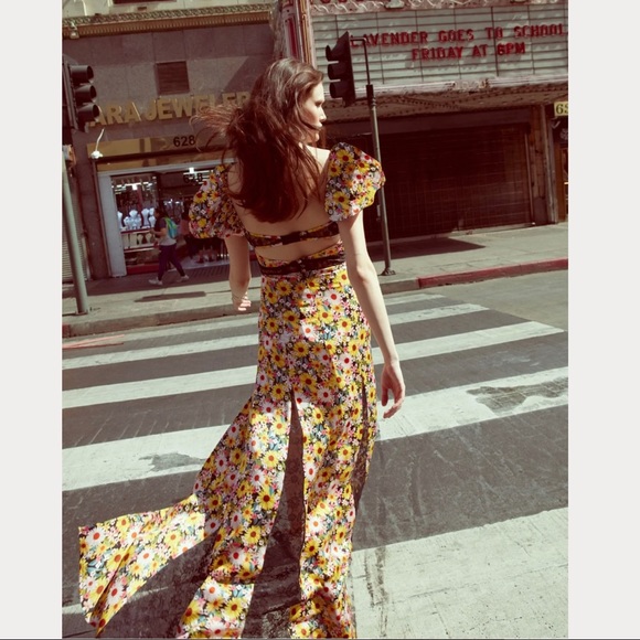 For Love And Lemons Floral Maxi Dress - Yellow and Purple - Picture 4 of 11